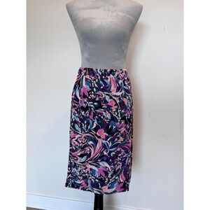 Jaclyn Smith Collection Womens Purple Floral Faux Wrap Skirt Size M NWT